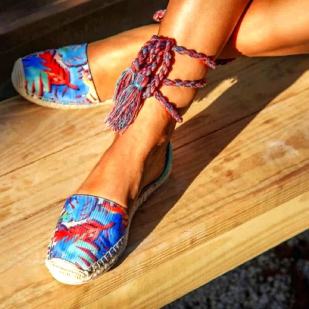Tropical Tassel Espadrille Flat Sandals - Sam Edelman Vacation Summer 6